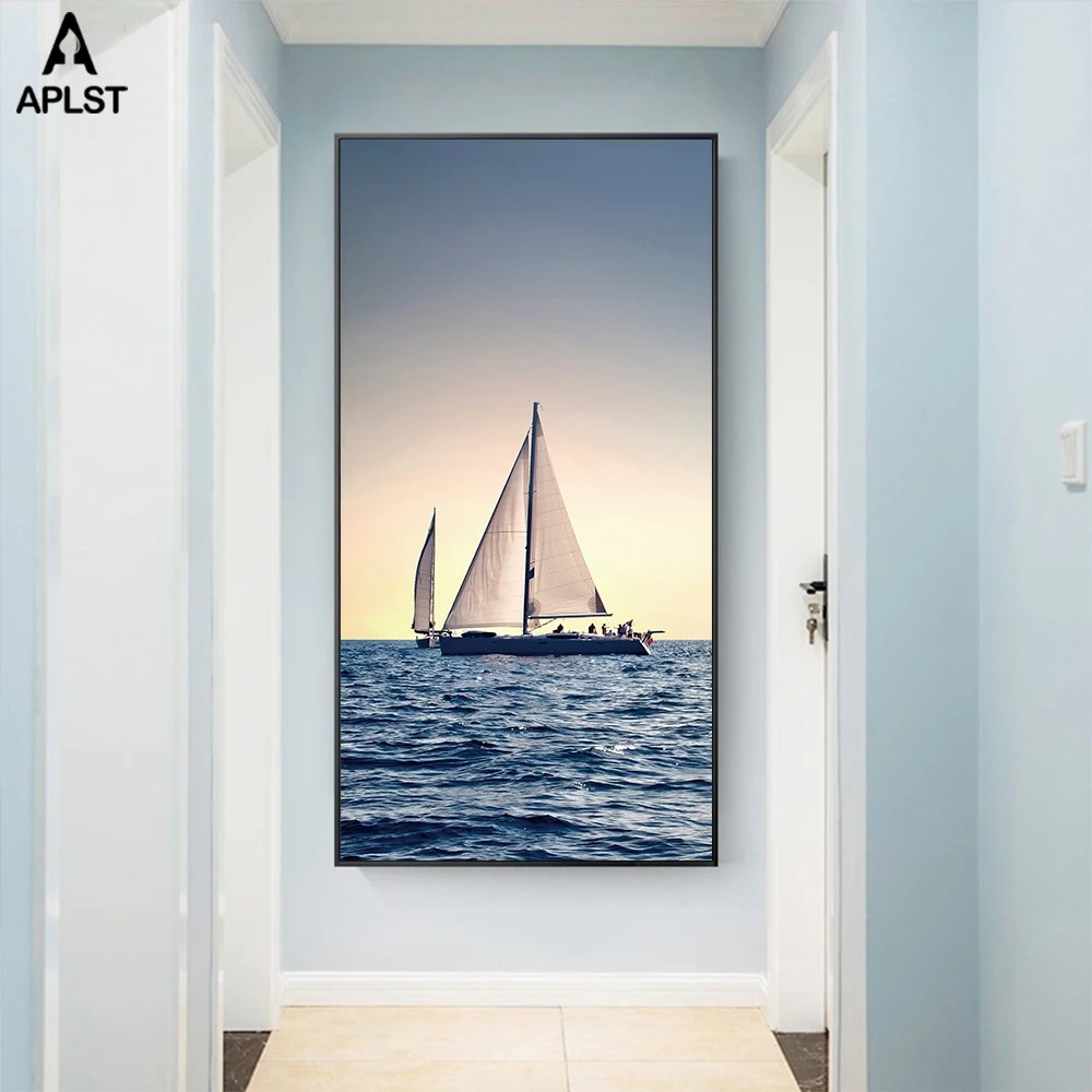 Sunset-Sea-Ocean-Prints-And-Posters-Sailboat-Yacht-Canvas-Modern-Large-Pictures-Landscape-Painting-for-Living (1)
