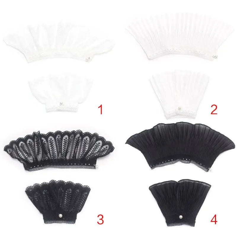 Womens Lace Pearl Cuffs Ruched Fake Sleeves Wrist Sweater Blouses Decor WA Womens Lace Pearl Cuffs Ruched Fake Sleeves Wrist Sweater Blouses Decor WA