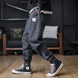 Большие размеры джинсы мужские хип-хоп уличные джоггеры длина лодыжки штаны-карго из денима брюки Свободные карманные шаровары спортивные