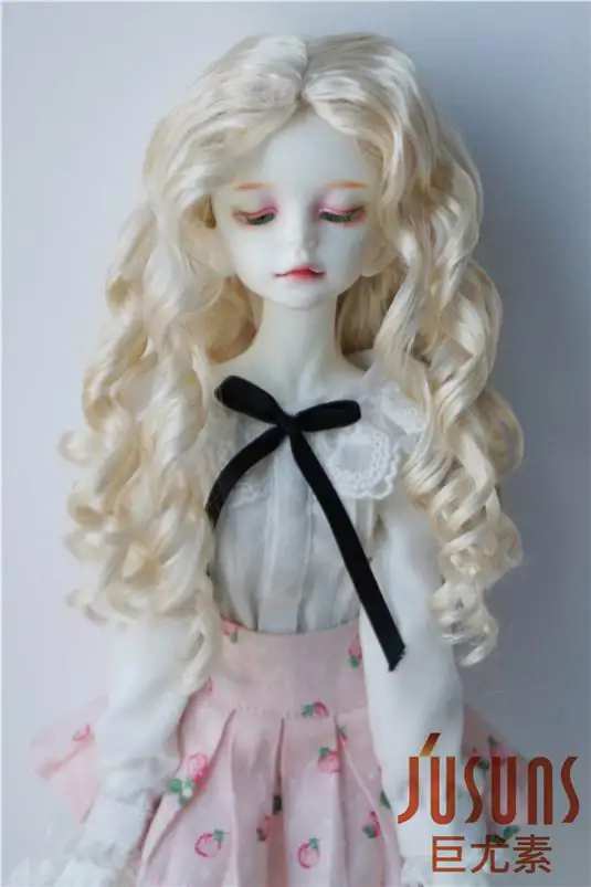 JD285 1/8 16 1/4 модный длинный волнистый парик Nobel princess BJD, размер 5-6 дюймов 6-7 дюймов и 7-8 дюймов, аксессуары для куклы из синтетического мохера - Цвет: 7-8inch Blond