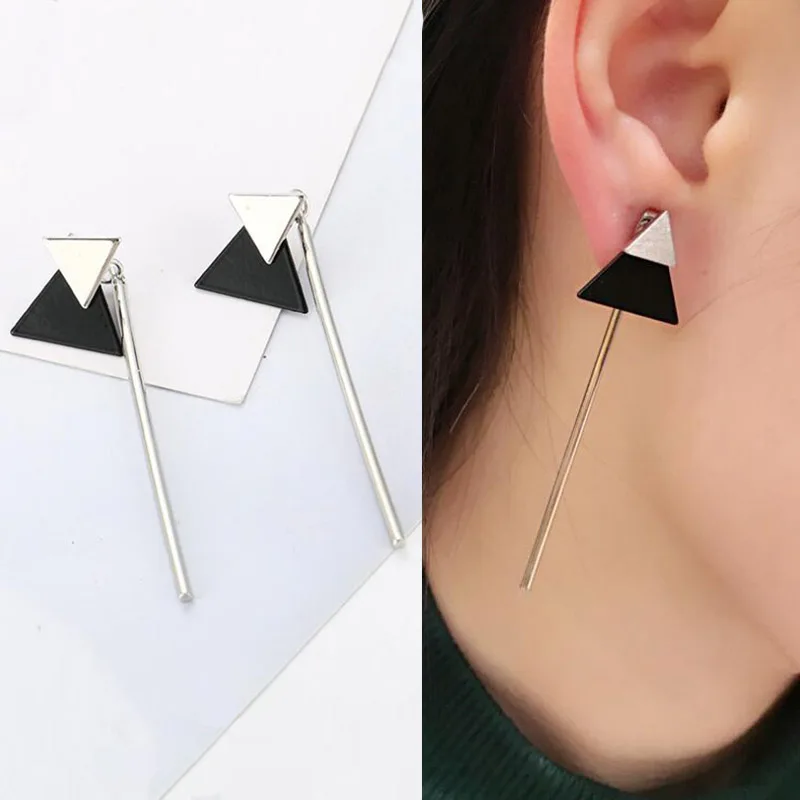 

ES328 Creative Geometry Earrings European New Simple Double Triangle Metal Earrings For Women Girl Female Ear Jewelry Wholesale