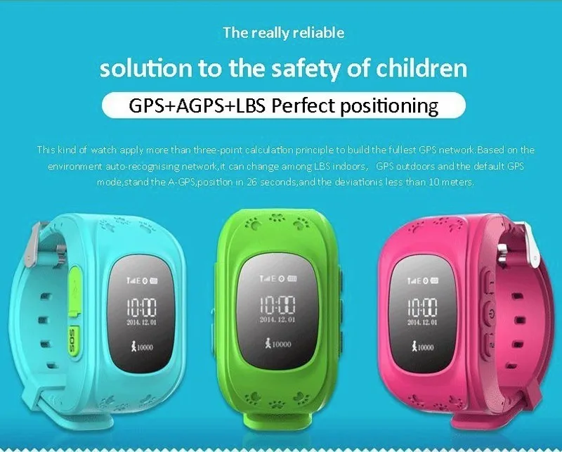 Spy GSM Smart Phone Watch Children Kid Wristwatch Q50 GPS Locator Tracker Bracelet Child Anti-Lost Smartwatch For Apple Android