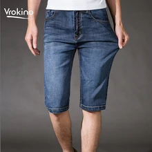VROKINO Новое поступление Лето для мужчин шорты для женщин прямые джинсы мужской бай Mu XL синий, синий серый пять очков Джинс