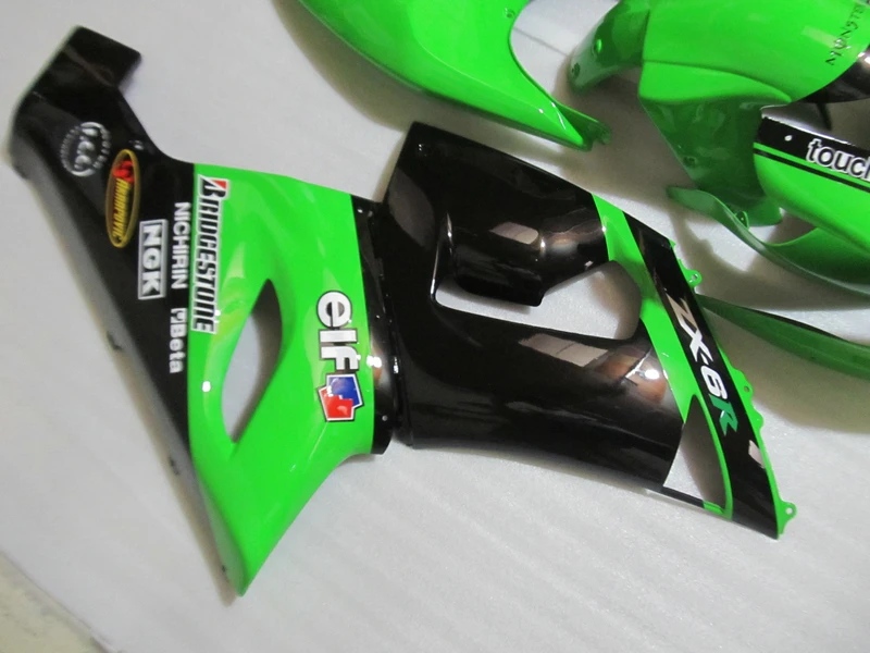 Бесплатная Настройка формы обтекателя комплект для Kawasaki ninja ZX6R 05 06 зелено черные