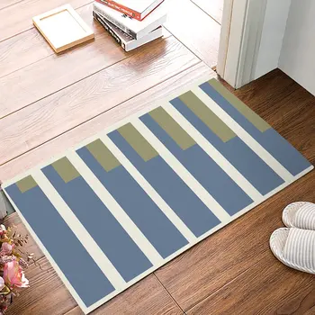 

Green, Grey And Light Yellow Color Block Rectangle Door Mats Kitchen Floor Bath Entrance Rug Mat Absorbent Indoor Bathroom