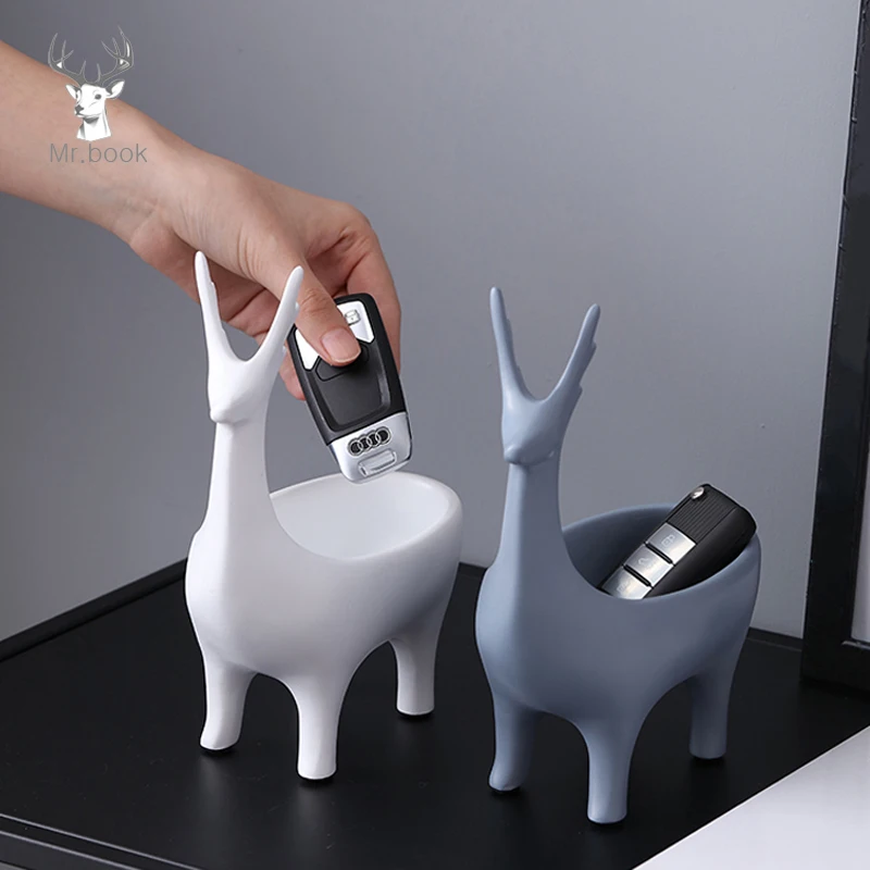 

Creative Cartoon 3D Deer Shape Home Car Keys Holder Rack Resin Clip Holder Office Crafts Decorative Desktop Organizer Desk Set