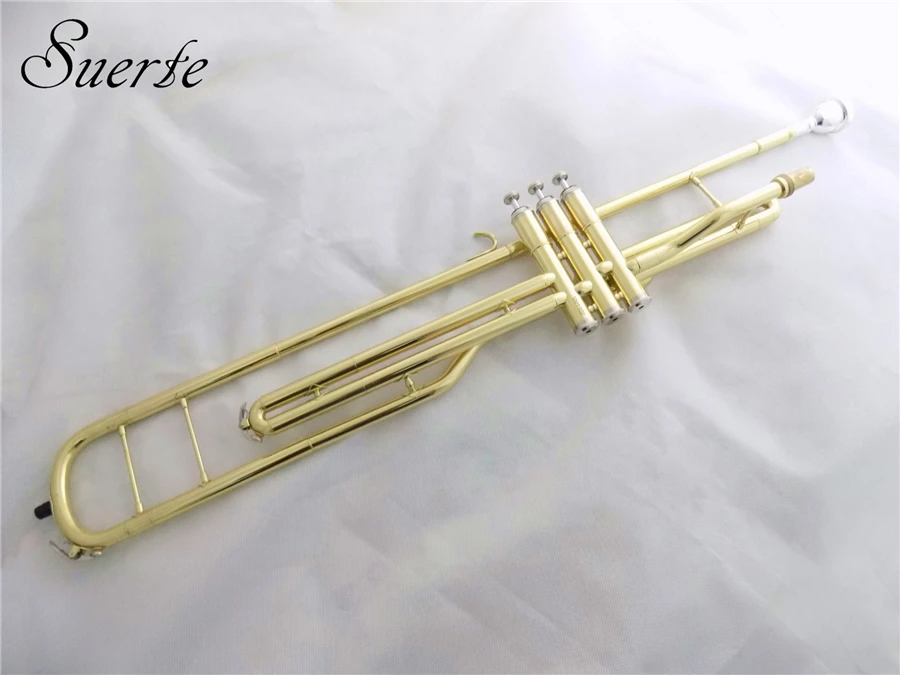 Поршень BB тромбон с Чехол мундштук, музыкальные инструменты желтый латунь тромбон три поршня