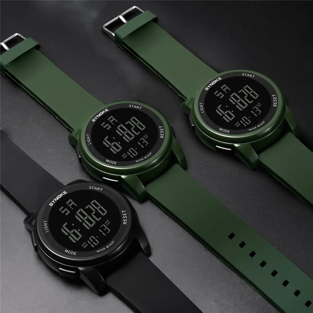 SYNOKE мужские многофункциональные военные спортивные часы светодиодный цифровой двойной движение мужские t часы