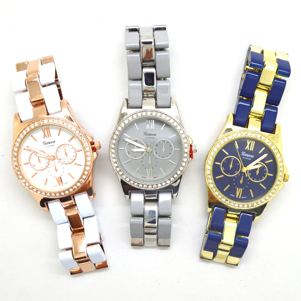 Новинка Geneva Фирменные женские часы модные часы браслет rhinstone Кварцевые reloj mujer