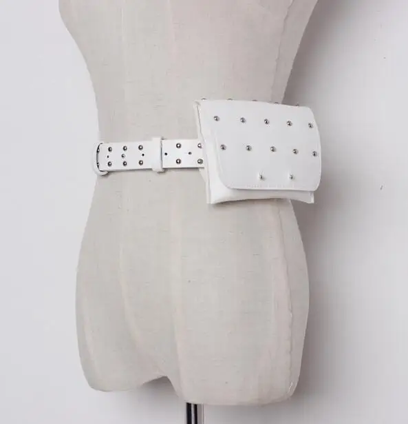 Mihaivina бренд Женская Кожаная поясная сумка модная кожаная маленькая поясная сумка с revit женская сумка телефон поясные сумки - Цвет: white
