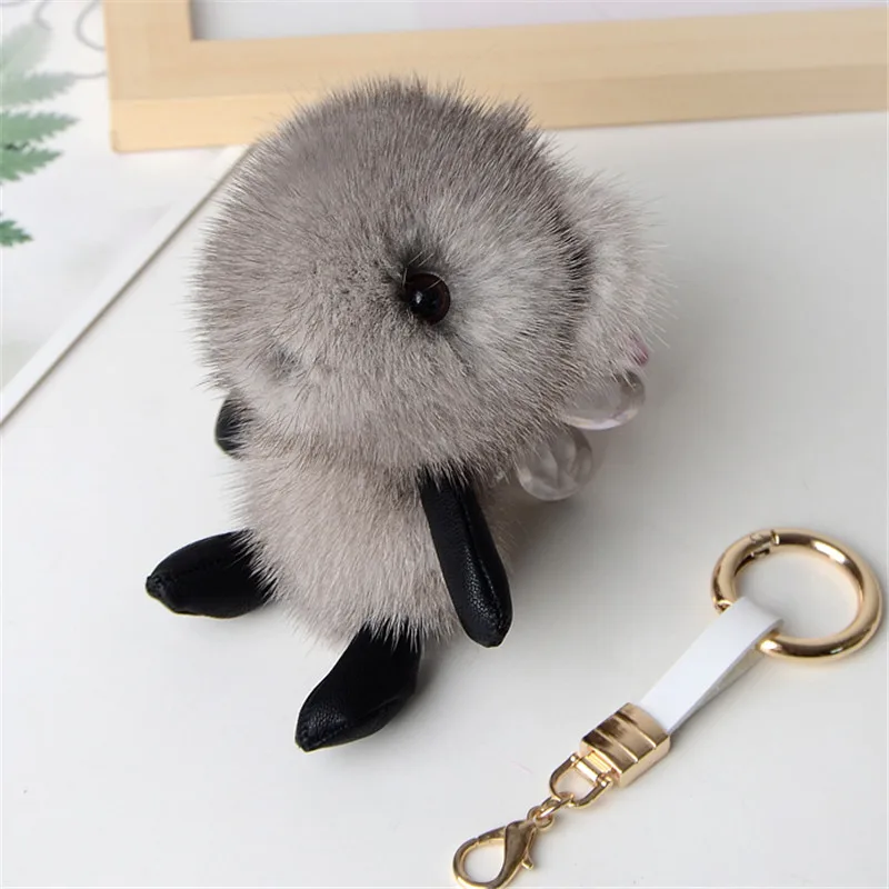 

2019 New Standard Mink Fur Keychain Imitation Bear Pendant Ladies Bag Pendant Car Keychain Children Plush Toy Pendant.