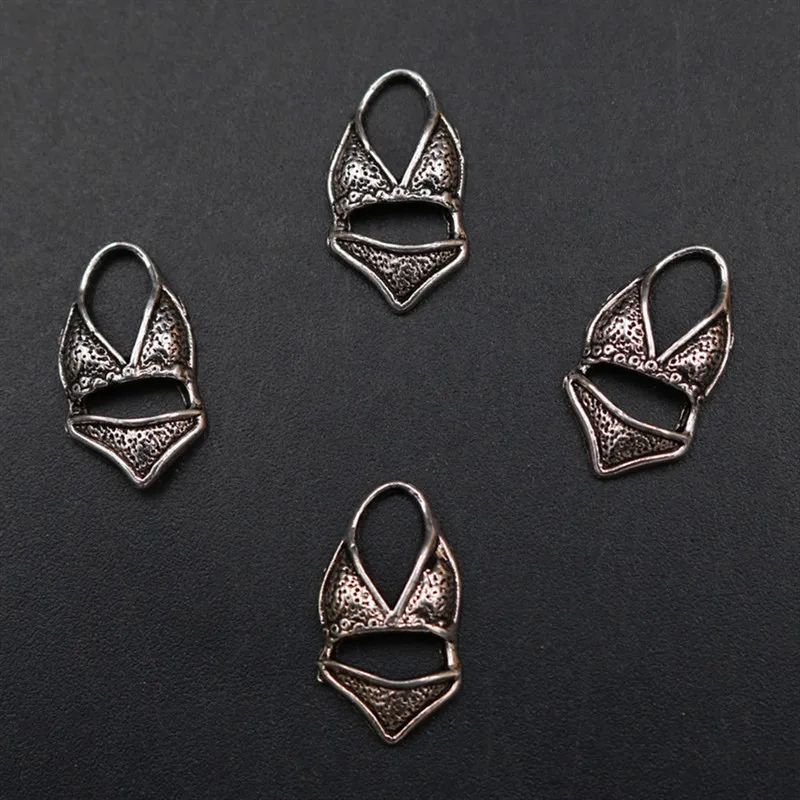 

15pcs Silver Plated Mini ladies three-point Swimsuit Charm Alloy Pendant Hip hop Bracelet key Chain DIY Metal Jewelry Findings