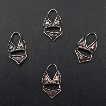 

15pcs Silver Plated Mini ladies three-point Swimsuit Charm Alloy Pendant Hip hop Bracelet key Chain DIY Metal Jewelry Findings