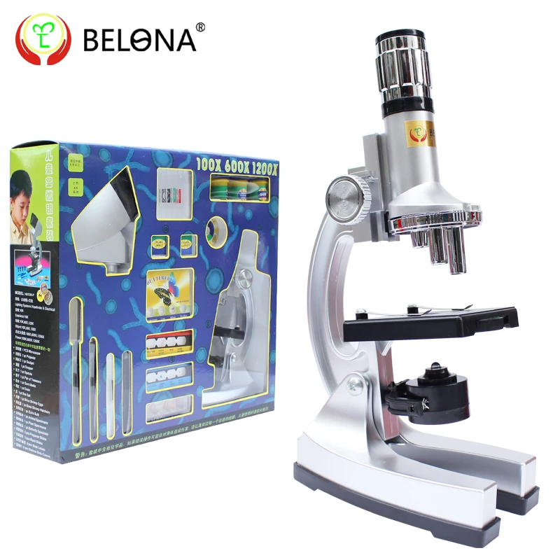 

Kid Toy 1200X Zoom LED Biological Microscope for Kids Birthday Educational Gift(Configuration projection instrument)