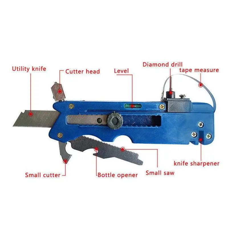Multi-function Tagliapiastrell Glass Cutter Six Wheel Metal Cut Glass Kit Tool With Measure Ruler Tagliavet Blade Sharpener