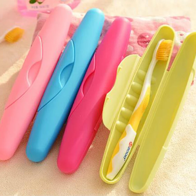 

1pc Candy Colors Portable Toothbrush Box Camping Travel Toothbrush Storage Protective Box Bathroom Accessories