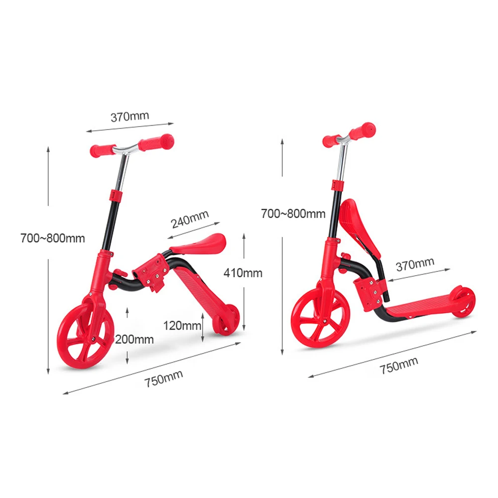 Scooter for Kids Children with Folding Seat 2-in-1 Adjustable Kick Scooter Skateboard Walker Balance Bike