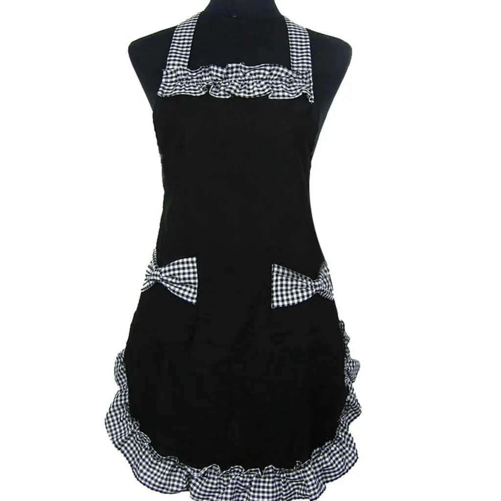 PHFU Wholesale Womens Ladies Fancy Maid Set Apron with Bowknots Pockets