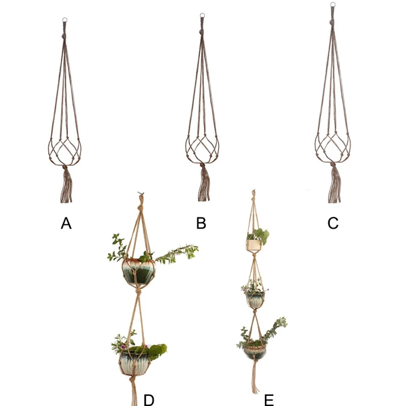 Как повесить горшок с цветком на веревке схема