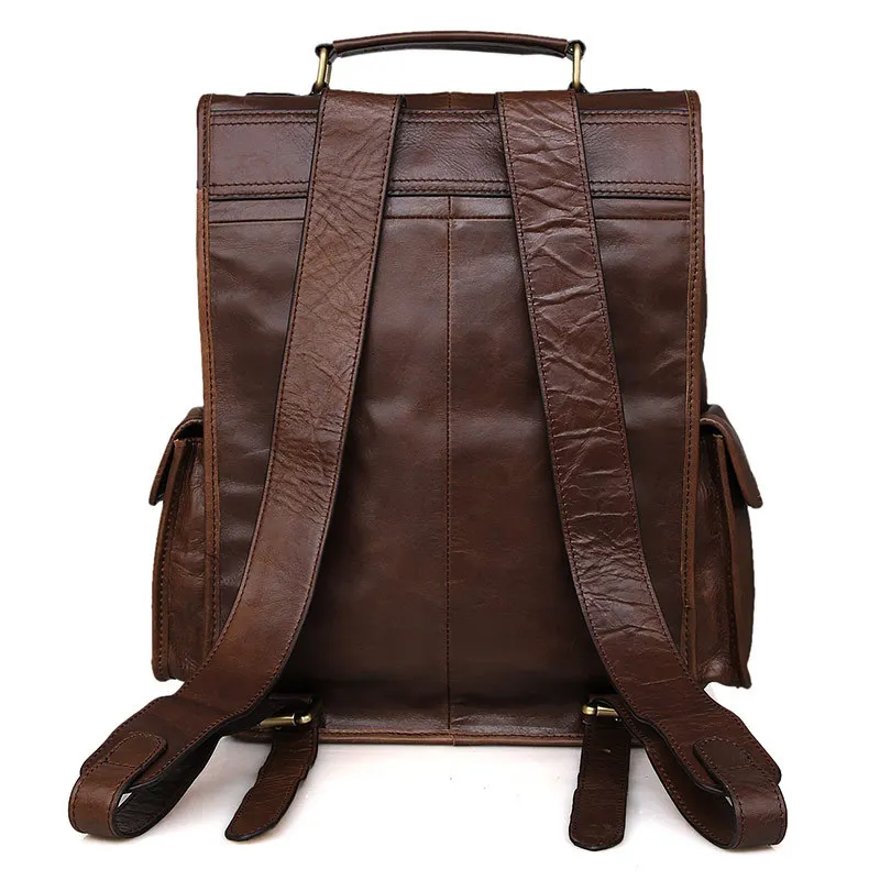 Rucksäcke Rucksack Männer Reise 15 Brown Wochenende Schule Business Echt Casual Tasche Leder Taschen Vintage Echtes