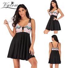 VGTOWN, винтажное платье для плавания с глубоким v-образным вырезом, женская одежда для плавания, Двухсекционный купальник, танкини, набор размера плюс 6XL, купальные костюмы, летняя пляжная одежда