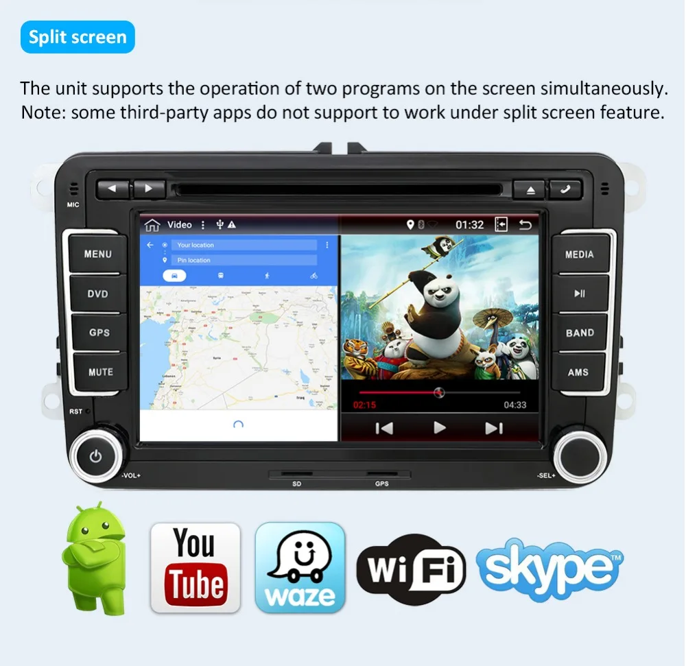 Discount CAR DVD GPS 2 Din Android 8.1 octa 8 Core For Volkswagen Skoda/Seat/Passat/b7/POLO/GOLF5 6/Caddy WIFI BT 3G/4G NET RDS CAR RADIO 5