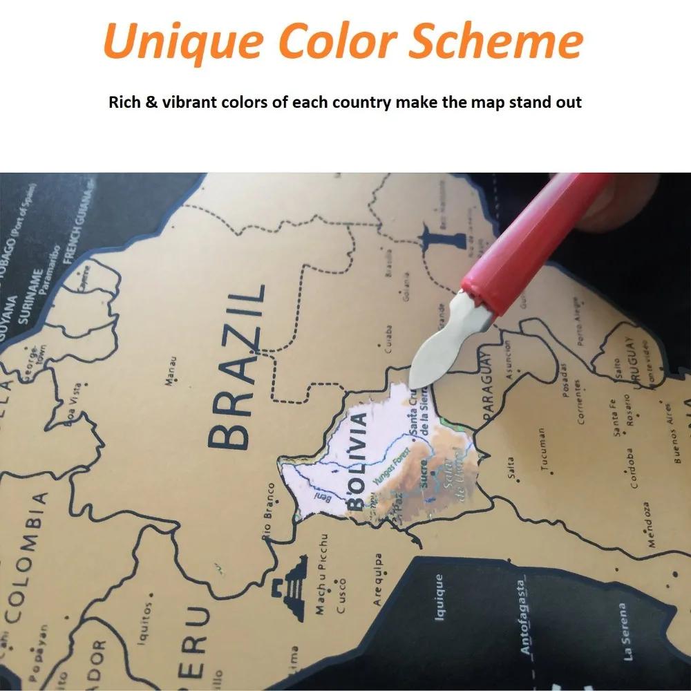 Scratch Off World Map - Scratch Off Travel Map with US States & Country Flags- Large Deluxe Edition with Black Background & Gold Scratch Off World Map - Scratch Off Travel Map with US States & Country Flags- Large Deluxe Edition with Black Background & Gold