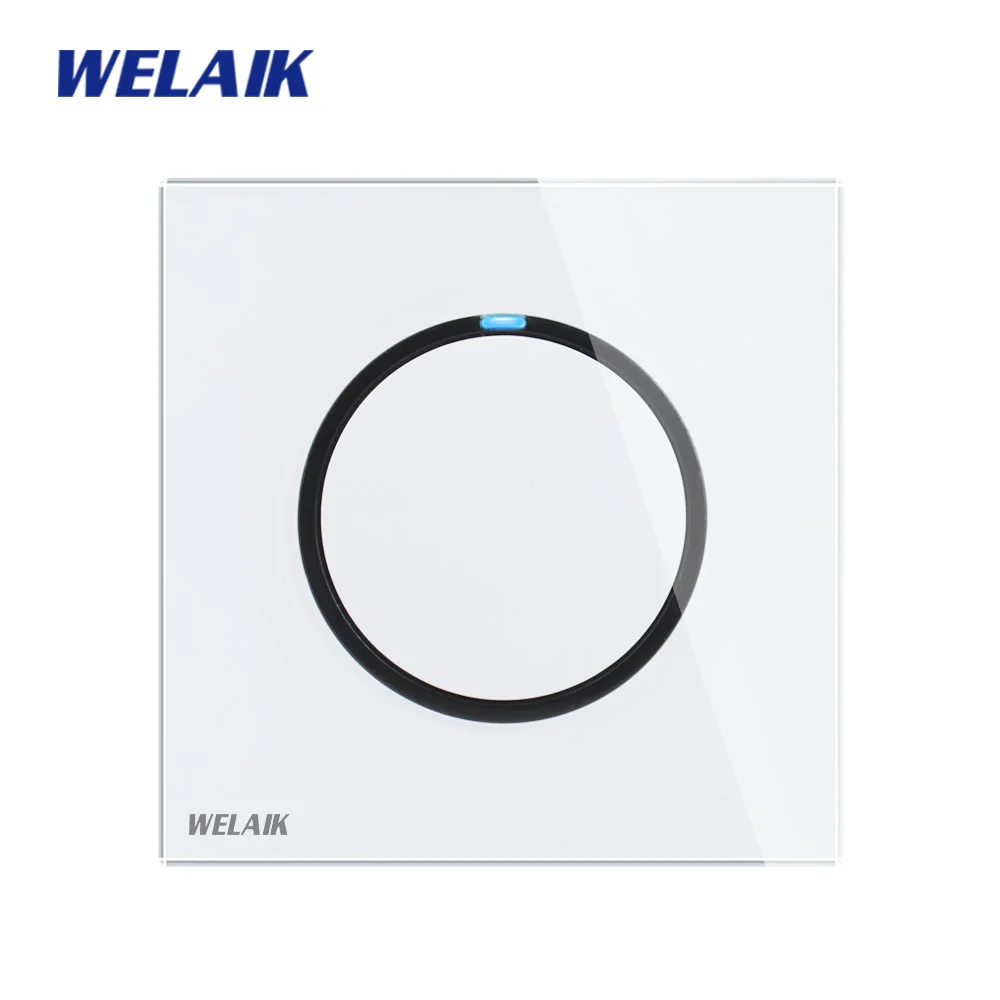 WELAIK UK standard-Crystal Glass-Panel Push-Button Switch-Wall Light-Switch AC110-250V 1Gang-1Way B1711W