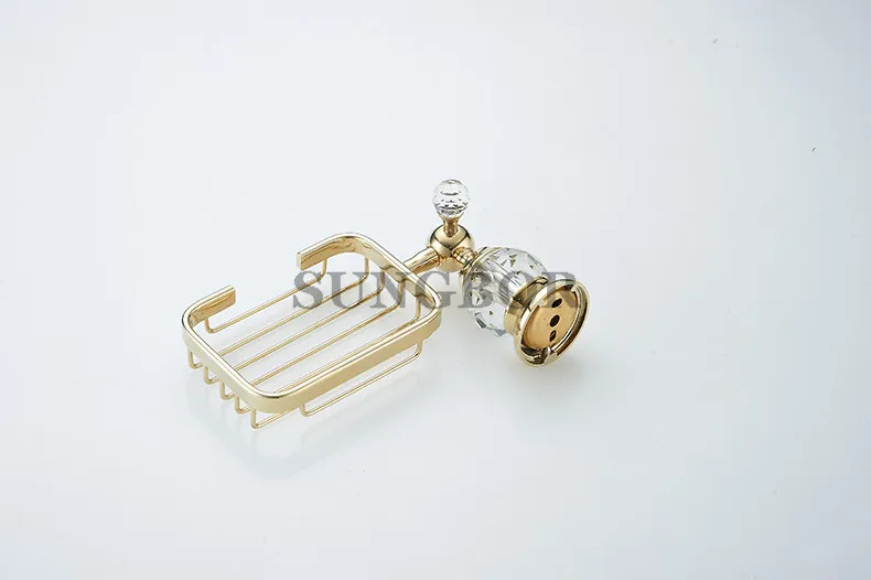 Твердая латунь Кристалл& золото аксессуары для ванной комнаты Мыльницы/мыльница/чехол для мыла украшение дома SH-99905K