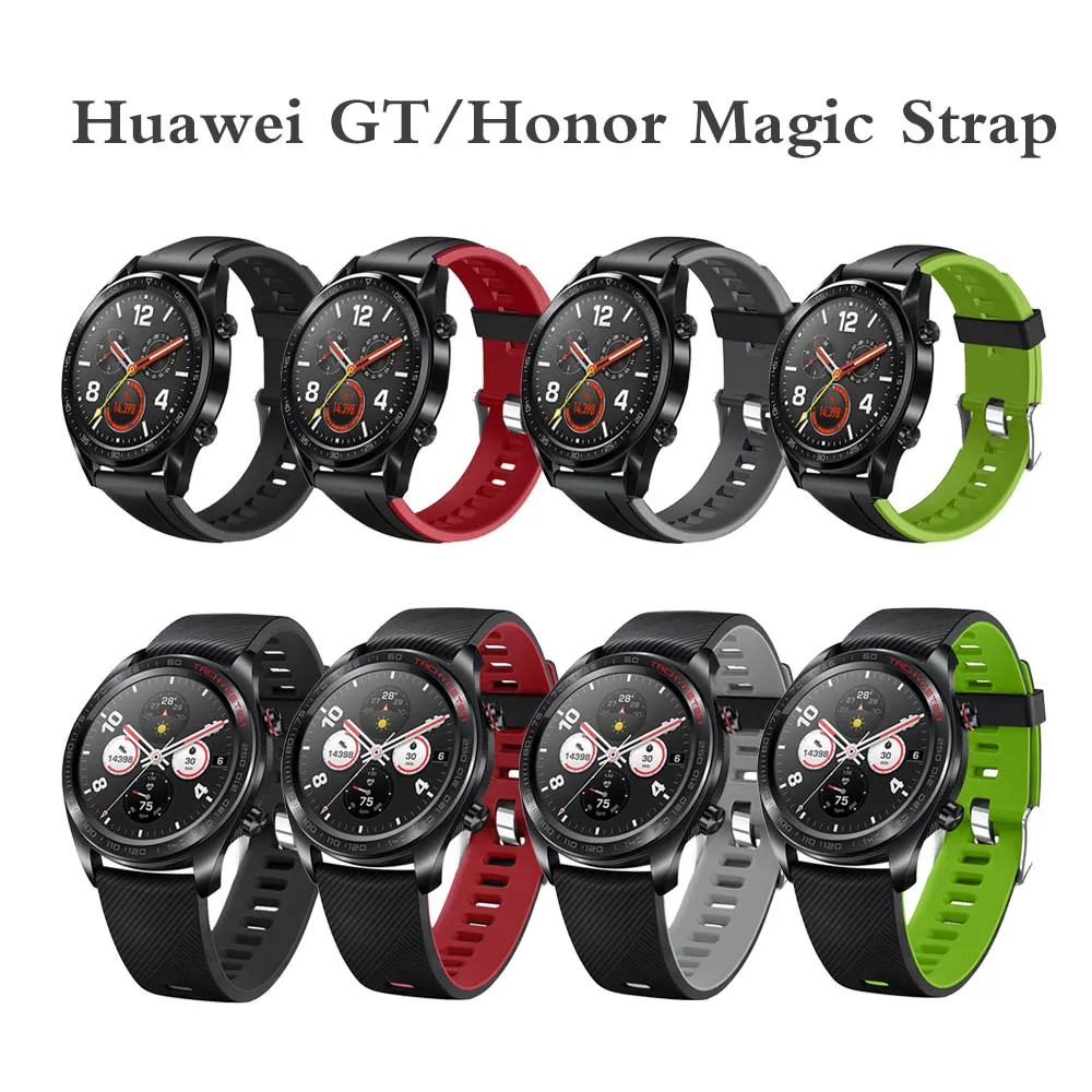 

Silicone Watch Strap For Huawei Watch GT Double Color Soft Watch Band Strap For Huawei Honor Watch Magic Ticwatch pro Bracelet