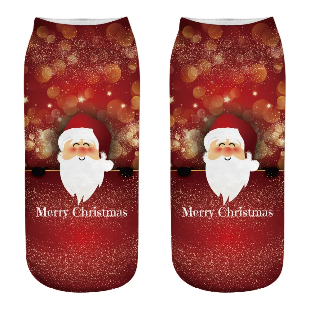 Рождественские носки для больших детей, 1 пара носки унисекс с рисунком оленя, снеговика, Санты короткие рождественские носки с принтом