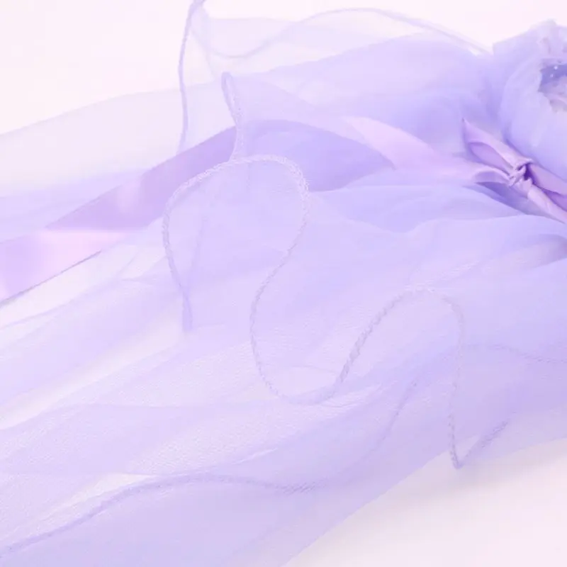 Детская повязка на голову для принцессы, однослойная фатиновая Фата невесты, цветы, гирлянда, свадебный венок, повязка на голову, одноцветная расшитая бисером кисточка