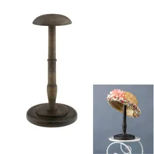 Estante/casquillo/peluca/soporte de exhibición del casco con Base redonda de madera de estilo clásico de 13 pulgadas de altura