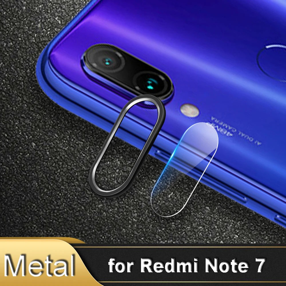 

Back Glass for Xiaomi Redmi Note 7 Pro Protective Camera Glass Aluminum Matel Ring Tempered Lens Glass Film On Redmi Note 7 Pro