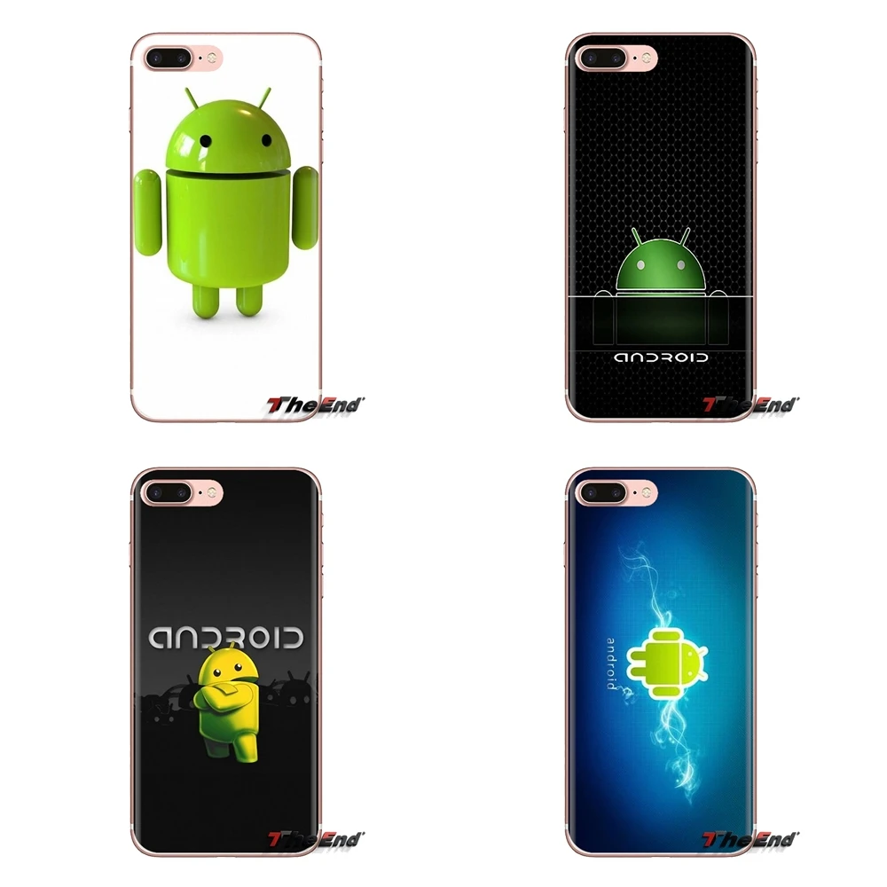 Soft Transparent Shell Covers For Samsung Galaxy A3 A5 A7 A9 A8 Star A6 Plus 2018 2015 2016 2017 Green Android Robot Logo |