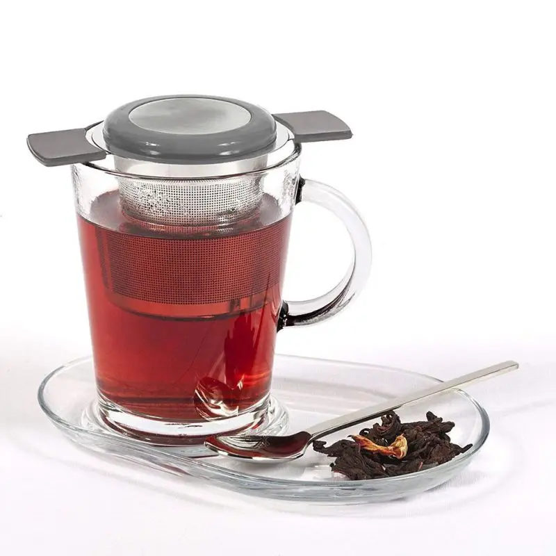 

Stainless Steel Tea Infuser Lid Fine Mesh Tea Strainer with Silicone Handle Easy Washing Tea Leaves Strainer Bottle Accessories