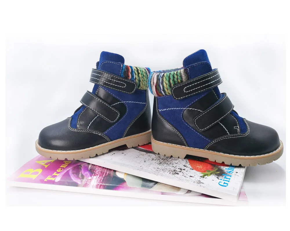 Botas de Pele para Crianças da Criança Ortoluckland Crianças Sapatos Ortopédicos Meninos Meninas Esporte Couro Preto Outono Inverno Casuais 4 High Quality Mamãe e Bebê