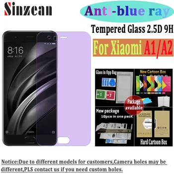 

Sinzean 100pcs For Xiaomi A1 Anti blue ray tempered glass For Xiaomi A2 screen protector Film with retail box