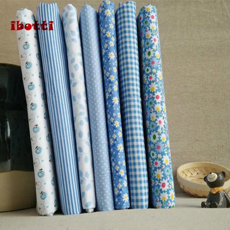 Ibotti 7 шт. 50x50 см Мятная Цветочная сетка в горошек хлопок Ткань для шитья Тильда кукольная ткань Сделай Сам Лоскутное шитье текстильная ткань