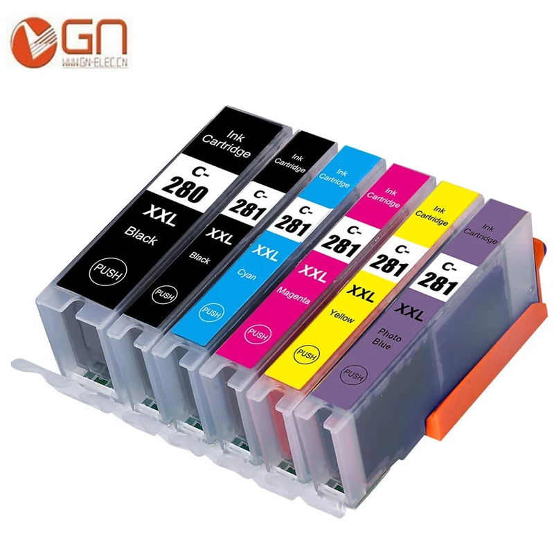 GN 6PK Compatible for Canon PGI 280 CLI 281 PGI280 CLI281 Ink Cartridge Suit For Canon PIXMA