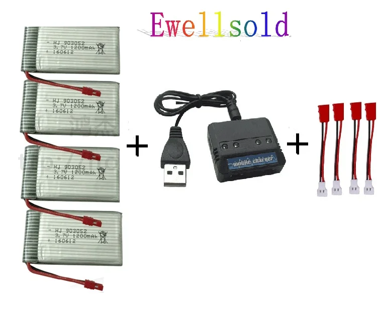 Ewellsold X5HC X5HW Battery Spare Parts 3 7V 1200mAh Li Battery For X5HC X5HW with 4in1