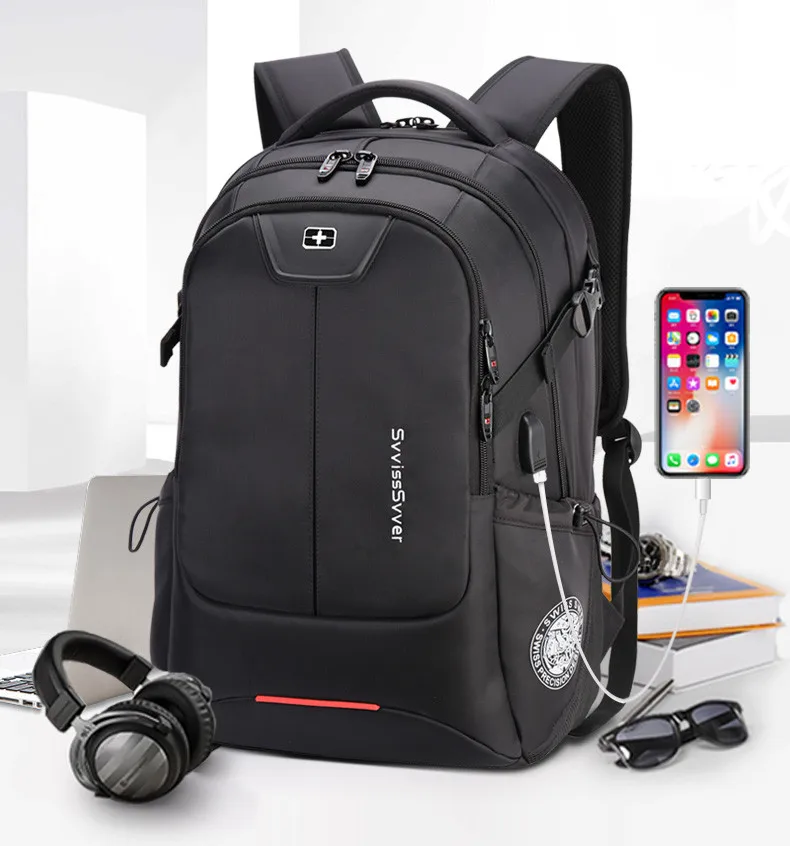  SWICKY multifunction large capacity male bag fashion travel usb charging waterproof anti-theft 15.6