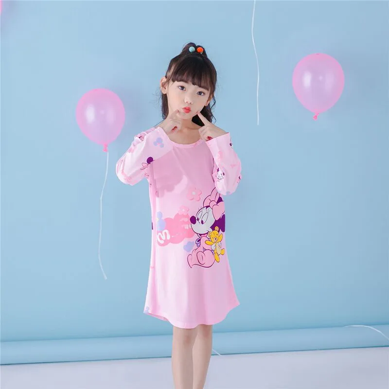 Children Girls Autumn Nightgowns Long Sleeve lovely Nightdress Spring