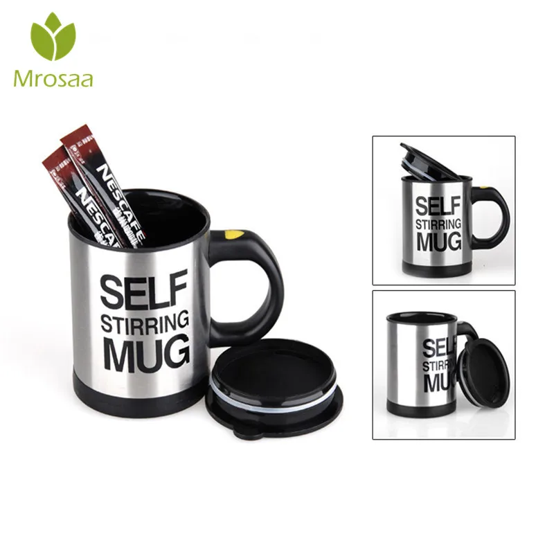 

Creative Coffee Mug 400ml Stainless Steel Surface Cup with Lid Lazy Automatic Self Stirring Mug for Travel Office Home