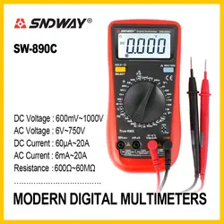 SNDWAY Цифровой мультиметр Сопротивление Емкость ток Амперметр Вольтметр Ом частота температура тестер SW-890C