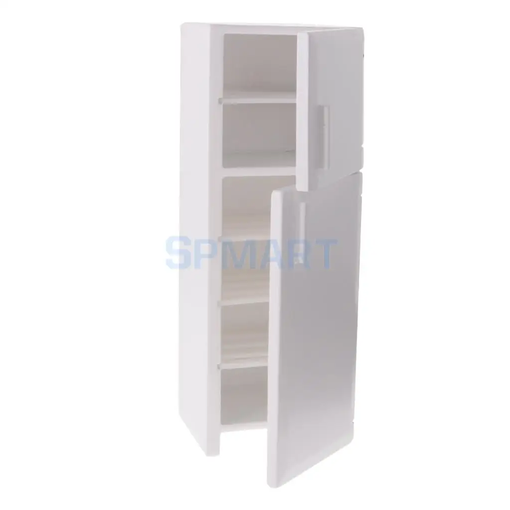 1/12 Scale Miniature White Cabinet Refrigerator for 1/12 Dolls House Room Box Kitchen Furniture Decoration Pretend Play Toys