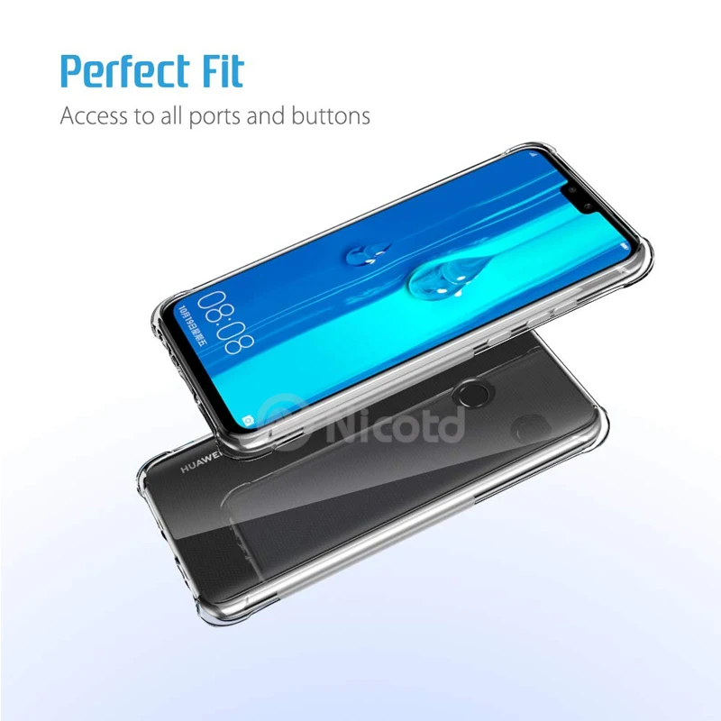 Ультратонкий Мягкий чехол из ТПУ для Huawei Y9 2019 Honor 8C 8X Y5 2018 прозрачные силиконовые