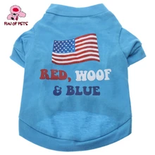 Футболка с рисунком американского флага для собак синяя хлопковая одежда для собак рубашки для домашних животных