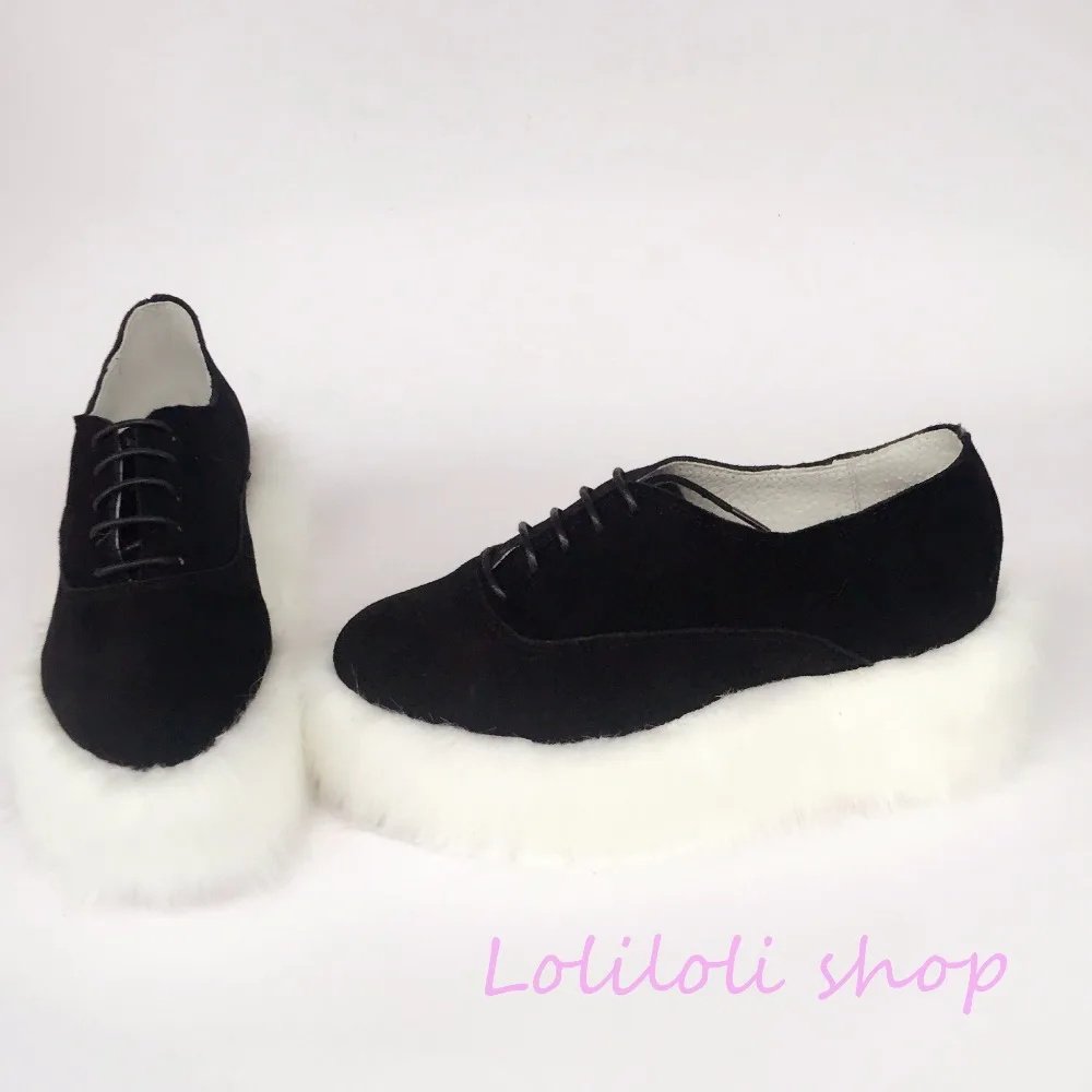 Cuñas Japonés Multiple Loliloli Genuino Negro Cuero De Lolita rebaño Princesa Personalizado Piel Zapatos Encaje An4174 Dulce Yoyo Vaca qwOnT4AX