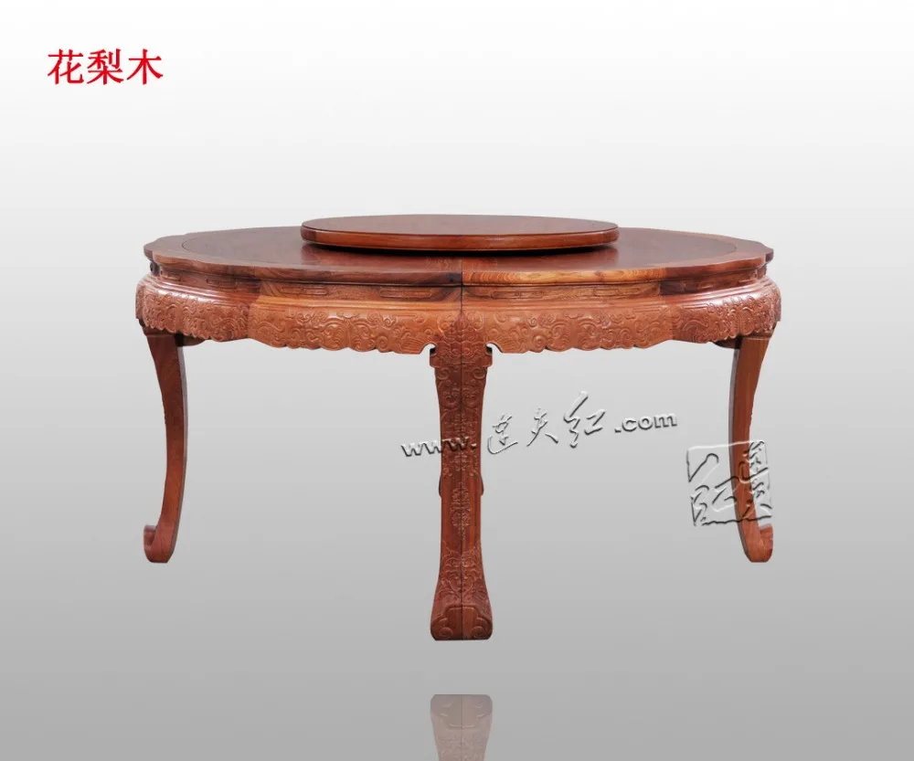 2.1*0.8M Big Round Table Annatto Solid Wood Dinging Room Furniture Rosewood Chinese Classical Antique restaurant 10 person desk